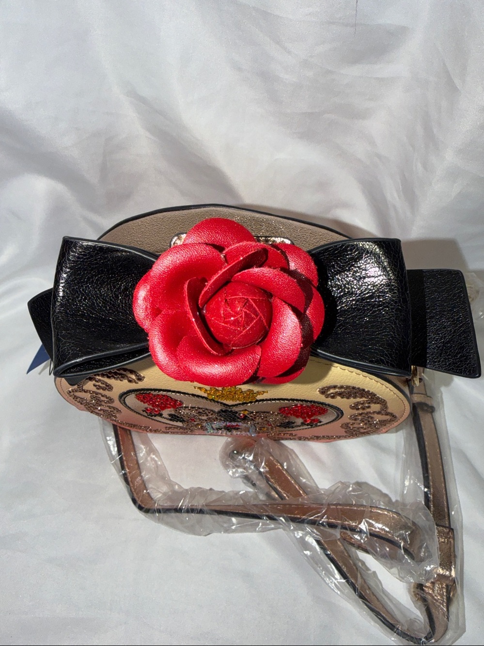Danielle Nicole beauty & the beast Belle enchanted rose Blinged Crossbody bag - Picture 5 of 7